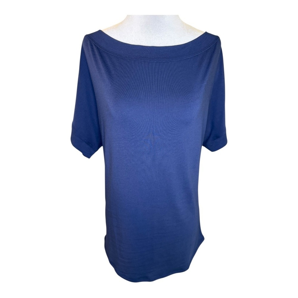 Universal Standard Dolci Short Sleeve Boat Neck Top Navy Blue 4XS